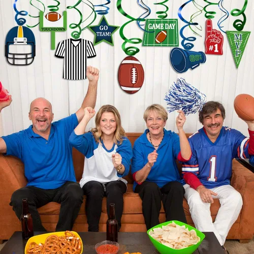 Miniatura 6 de Decoraciones de remolino colgante de fútbol de 36 quilates, decoraciones para el día del juego, suministros de fiesta de día de juego deportivo