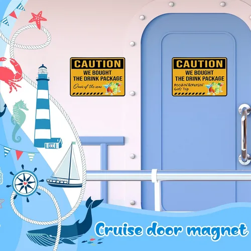 Miniatura 5 de LEIFIDE 2 piezas de imanes de puerta de crucero, decoraciones grandes de precaución, divertidas calcomanías de cabina para carnaval, puerta