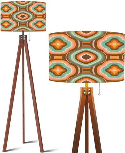 Miniatura 8 de Wood Tripod Floor Lamp 50s Mid Century Modern Seamless geometric age minimalistic decorative Mid Century Standing Lamp Linen Shade Dimmable Modern