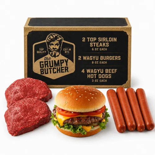 Miniatura 14 de Grumpy Butcher Aged 8 Steak Premium Set – 4 NY Strip, 2 Filet Mignon & 2 Ribeye Steaks – USDA Top Choice Beef Steak con opción de caja de regalo