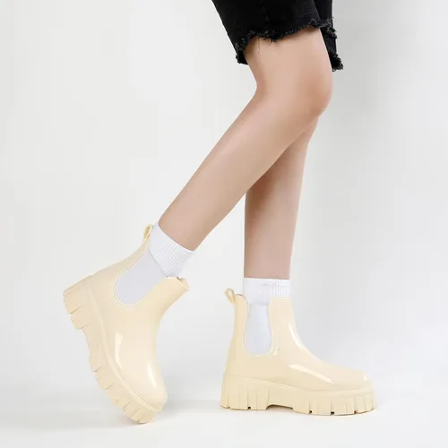 Miniatura 5 de RIUETAR Rain Boots for Women Men, Comfort Lightweight Waterproof Garden Boots, Platform Rubber Chelsea Ankle Rain Boots, Adult Cute Soft Insole