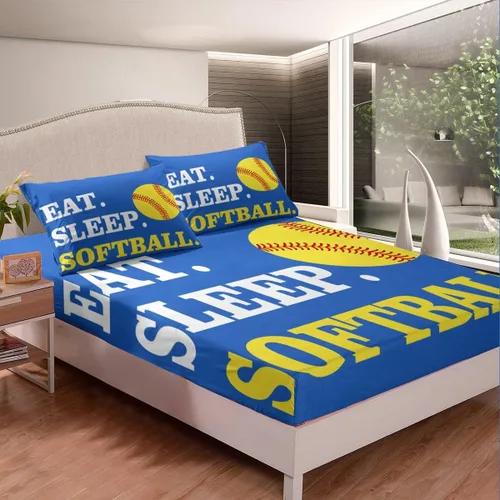 Miniatura 120 de Feelyou Juego de sábanas de béisbol para niños, juego de sábanas con temática deportiva de pelota, tamaño individual, para niños, adolescentes
