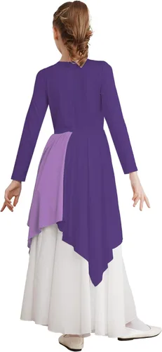 Miniatura 8 de CHICTRY Vestido de baile lírico sin mangas asimétrico para niñas, disfraz de adoración litúrgica contemporánea