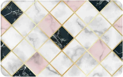 Miniatura 20 de Alfombra de baño con textura de mármol blanco y negro, antideslizante, lavable a máquina, alfombra de ducha para decoración del hogar, tapetes