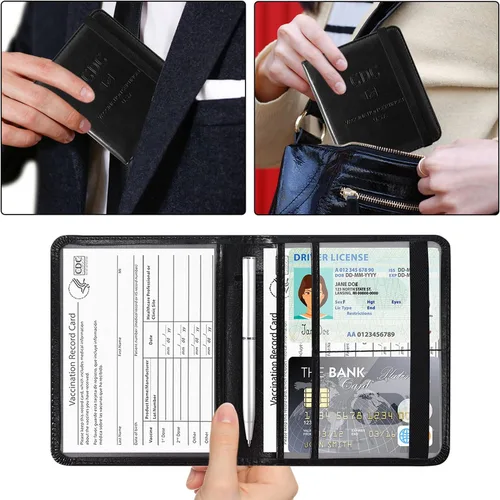 Miniatura 5 de ACdream - Portatarjetas de vacunación, de cuero sintético, 4 x 3, protector de registro de vacunación CDC, billetera, resistente al agua, funda