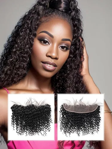 Miniatura 8 de Extensiones de cabello humano ondulado profundo (14 pulgadas, 1 encaje frontal negro natural)