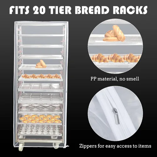 Miniatura 3 de Riakrum 2 piezas de 2 piezas de cubierta para panecillos para panadería, hoja de 20 niveles para el hogar, cocina, restaurante, panadería, 28