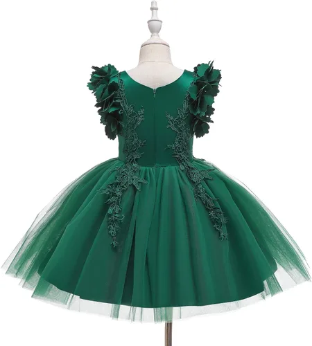 Miniatura 3 de Weileenice Vestido de encaje para niña de flores, para boda, Navidad, fiesta