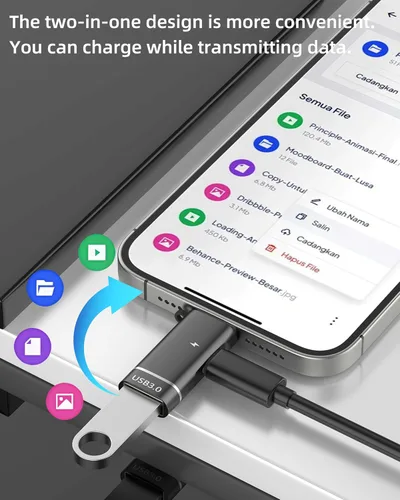 Miniatura 2 de Divisor USB C para iPhone 16 15 Pro Max Adaptador OTG Cable (2 en 1) Cámara digital para Apple cargador convertidor de carga hembra para iPad lector