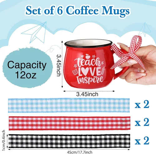 Miniatura 3 de Zubebe 6 piezas de regalos de agradecimiento para profesores, tazas de cerámica para maestros, tazas de café de agradecimiento, regalos