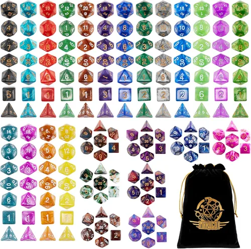Miniatura 8 de DND - Juego de dados poliédricos de 25 x 7 (175 piezas) de dados poliédricos D&D, de tres colores, dos colores y monocromáticos para Calabozos