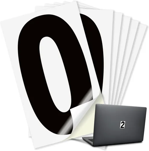 Miniatura 32 de iSYFIX Calcomanías de vinilo negro número 0 (Zero) – Paquete de 6 calcomanías de 1.5 pulgadas – Calcomanías de alta calidad, fondo reflectante