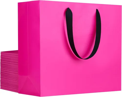 Miniatura 18 de EUSOAR Bolsas de Regalo Grandes Azul Marino, Paquete de 25 - Bolsas de Papel de Compras de 12.5"x4.5"x11" con Asas para Negocios, Manualidades