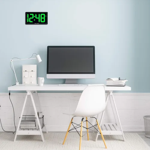 Miniatura 6 de AcuRite Reloj digital LED de 10 pulgadas, brillo de atenuación automática, 10 pulgadas/verde 10.0 in / verde