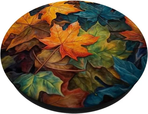 Miniatura 2 de Orange Autumn Fallen Maple Leaves Halloween PopSockets MagSafe PopGrip de Acción de Gracias para iPhone