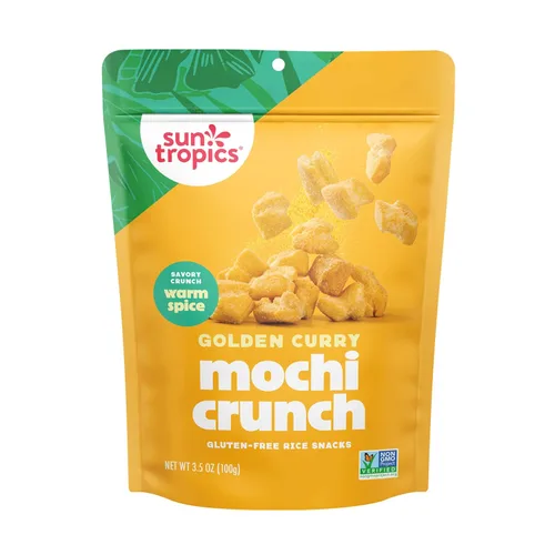 Miniatura 9 de Sun Tropics Mochi Snack Bites, sabor a curry dorado, 3.5 onzas (paquete de 6) Bocaditos crujientes de Mochi crujientes, pepitas de arroz