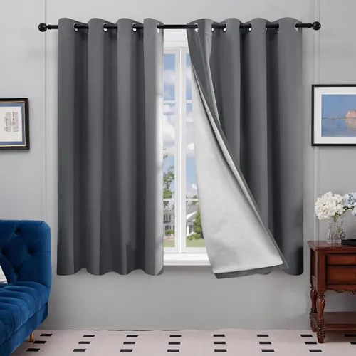 Miniatura 23 de Deconovo - Cortinas opacas para dormitorio con ojales, cortinas sólidas con aislamiento térmico, bloquean el calor, oscurecen la habitación, ahorran
