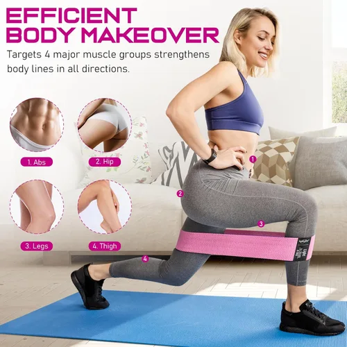 Miniatura 3 de WALITO Bandas de Resistencia para Entrenamiento, Bandas de Ejercicio de Tela para Piernas y Glúteos, Bandas de Entrenamiento para Mujeres y Hombres