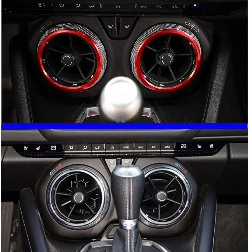 Miniatura 6 de Accesorios para Camaro Perillas de CA para salida de aire acondicionado para Chevrolet Camaro 2016-2020, aluminio rojo, 4 piezas