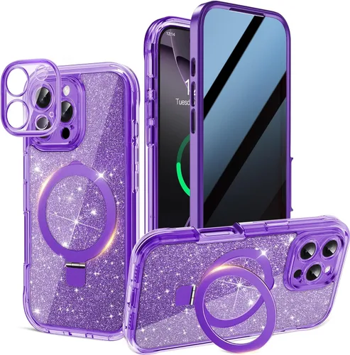 Miniatura 35 de Funda magnética de privacidad para iPhone 17 Pro Max [Cartulina con purpurina para bricolaje] [Soporte magnético invisible] Protector de pantalla