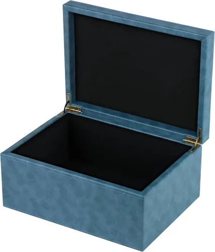 Miniatura 19 de HofferRuffer Caja decorativa de piel sintética, caja de recuerdos de estructura de madera grande, organizador de accesorios, organizador de joyas