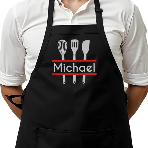 Miniatura 17 de Delantal de chef personalizado para hombres, diseño bordado personalizado, cocina profesional, barbacoa, parrilla, para papá, decorado en Estados