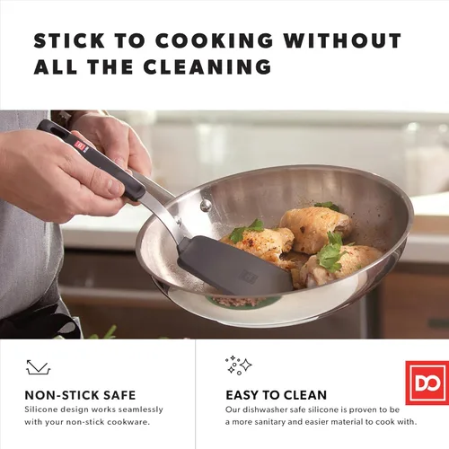 Miniatura 2 de DI ORO - Espátulas para uso en la cocina, silicona resistente al calor de 600 °F, juego de espátulas giratorias para cocinar, espátulas anchas