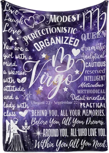 Miniatura 11 de Huglanket Regalos de Constelación del Zodiaco para Mujeres, Regalo de Cumpleaños del Signo Zodiacal con Mensaje Manta de Franela (50" x 65") - Aries