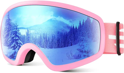 Miniatura 9 de Gafas de esquí para niños, gafas de esquí de nieve para niños, jóvenes, adolescentes, niños y niñas de 5 a 14 años 03.white con lente plateada
