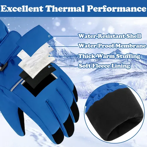 Miniatura 15 de Sarfel Guantes de nieve para niños, guantes de esquí impermeables para niños y niñas