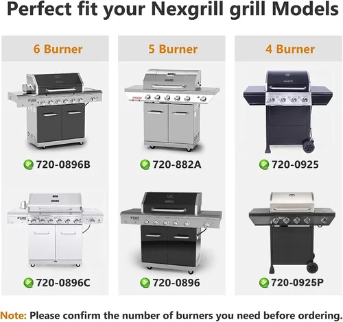 Miniatura 2 de Piezas de repuesto para Nexgrill 720-0925P 720-0925 720-0882A 720-0896 720-0896B 720-0896E, paquete de 4 tubos de quemador y domadores de llama