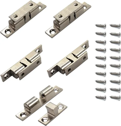 Miniatura 9 de Ball Catch Omitfu - Juego de 6 rodillos de tensión de doble bola de latón macizo, ajuste de hardware para gabinete, armario, muebles, puerta