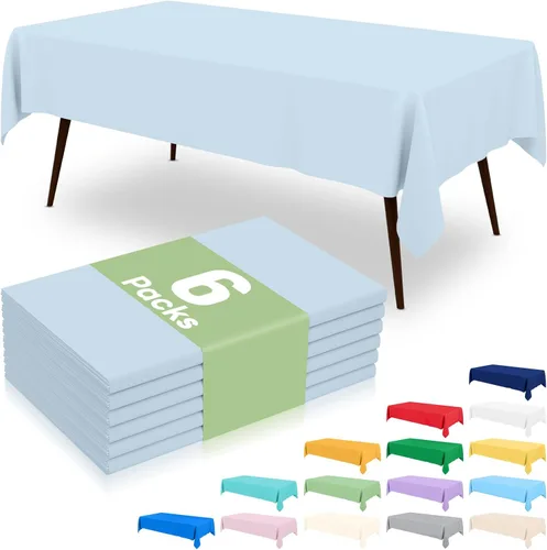 Miniatura 44 de misaya 6 paquetes de manteles de plástico desechables, 54 x 72 pulgadas mantel rectangular impermeable, cubiertas de mesa decorativas a prueba