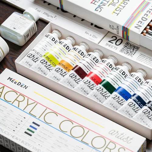 Miniatura 6 de Juego de pintura acrílica para artistas MEEDEN - 60ml/ 2oz*9 tubos de pintura acrílica de cuerpo pesado - Suministros de arte para pintar en lienzo