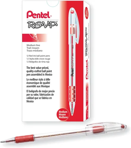Miniatura 4 de Pentel R.S.V.P. Bolígrafo, trazo medio, tinta azul, paquete de dos unidades (BK91BP2C), Negro