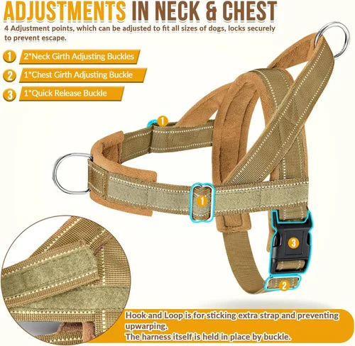 Miniatura 3 de Lukovee Arnés para perro sin tirones y correa - Arnés de chaleco para perros resistente con acolchado suave para perros medianos y grandes, arnés