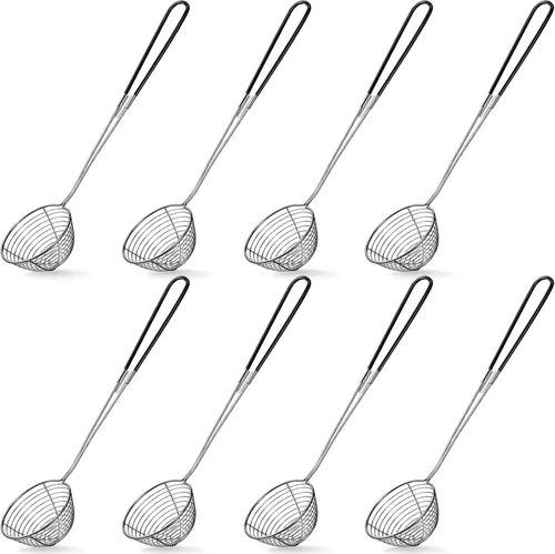 Miniatura 11 de Geiserailie Juego de 6 cucharas de acero inoxidable de 2.5 pulgadas, mini colador de araña, cuchara de malla para pasta, cuchara asiática, cucharón