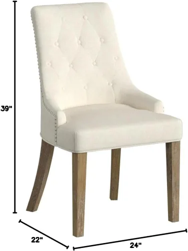 Miniatura 2 de Juego de sillas Roundhill Furniture, 2 sillas de madera maciza, sillón orejero con cabezas de clavos