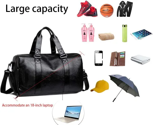 Miniatura 3 de Bolsa deportiva de piel sintética de 16 y 20 pulgadas para gimnasio, bolsa de viaje de 16 pulgadas, 25 L, 35 L, bolsas de lona deportivas