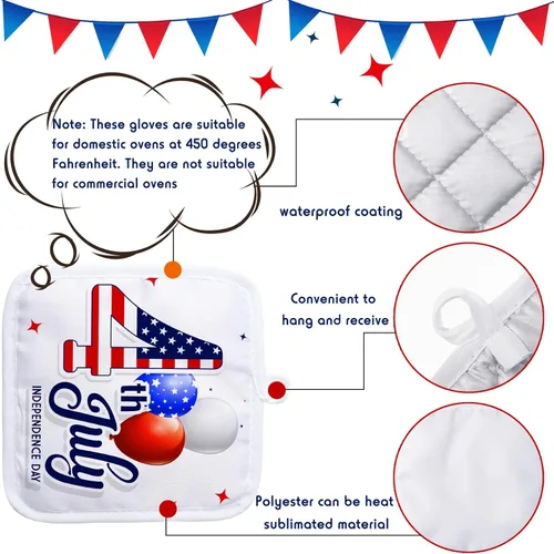 Miniatura 5 de Patelai Juego de 12 guantes de horno de sublimación en blanco, incluye guantes de horno resistentes al calor por sublimación en blanco y soportes