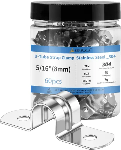 Miniatura 14 de 24 Piezas Abrazaderas de Conducto de Acero Inoxidable 304 de 1 1/4 Pulgadas (32mm), Abrazadera de Correa de Tubo en U de 2 Agujeros Soporte en U