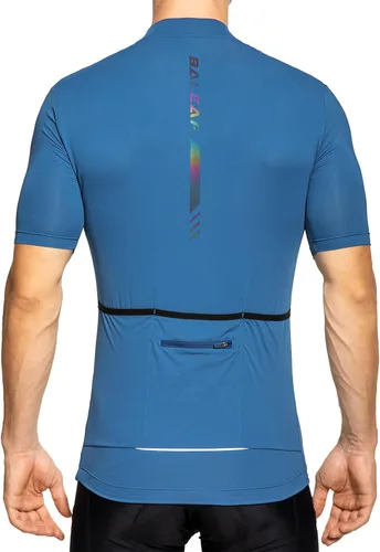BALEAF Camiseta de ciclismo para hombre, manga corta, media cremallera, para ciclismo de montaña, 4 bolsillos traseros UPF