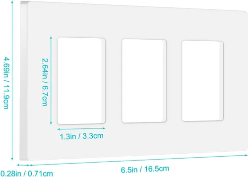 Miniatura 5 de Cubierta de placa de pared sin tornillos de 3 segmentos, cubierta de salida decorativa para interruptores de luz, atenuadores, GFCI, receptáculo