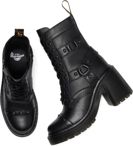 Miniatura 5 de Dr. Martens Botas de cuero con tiras y tacón ancho estilo flare para mujer Chesney