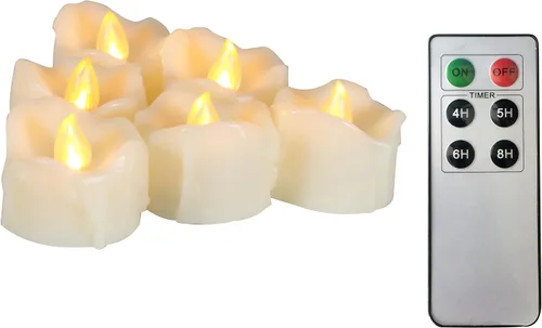 Velas pequeñas de luz led, efecto de llama parpadeante, con pilas y control remoto. Luces decorativas para bautismo, bodas, fiestas, regalos. 6