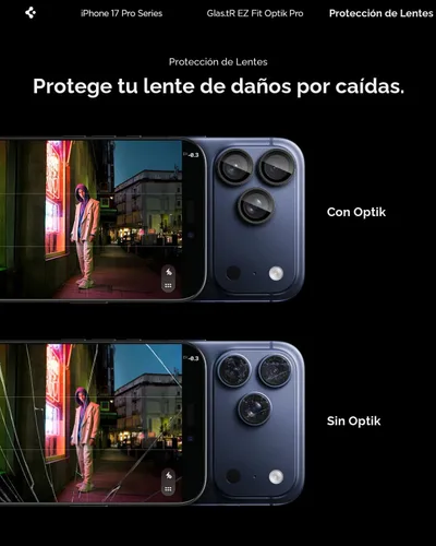 Miniatura 6 de Spigen Protector de pantalla para lente de cámara [GlasTR EZ Fit Optik Pro] diseñado para iPhone 17 Pro Max iPhone 17 Pro iPhone 16 Pro Max 16