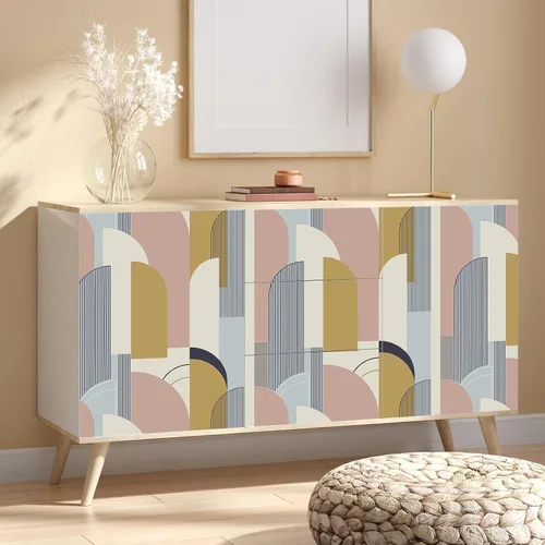 Miniatura 7 de VEELIKE Arches Papel Tapiz Geométrico Despegar y Pegar Papel Tapiz Boho Arte Geométrico Mural de Pared 17.7''x118'' Papel Tapiz Abstracto Moderno