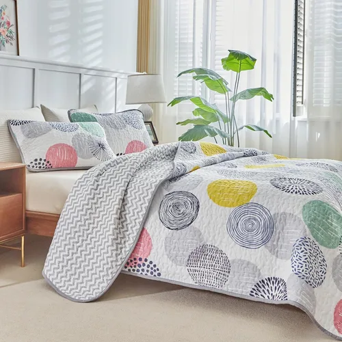 Miniatura 7 de UOZZI BEDDING Juego de edredón reversible de 3 piezas, tamaño King de 102 x 90 pulgadas, suave microfibra ligera, juego de edredón de verano, manta