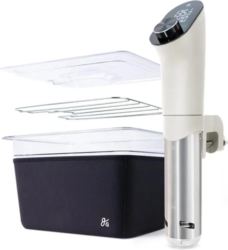 Greater Goods Pro Sous Vide Kit - Una olla de cocción Sous Vide de 1100 vatios, potente y precisa y recipiente de plástico de primera calidad con