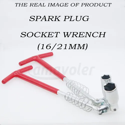 Miniatura 5 de Llave de bujía de 0.827 in-13/16 pulgadas (mango T), acero de aleación de rotación de 360 grados, herramienta de bujía del motor.